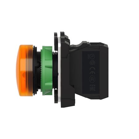 Pilot light, Harmony XB5, grey plastic, orange, 22mm, universal LED, plain lens, 230.240V AC MPN:XB5AVM5