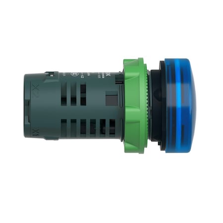 Monolithic pilot light, Harmony XB5, grey plastic, blue, 22mm, universal LED, plain lens, 230.240V AC MPN:XB5EVM6