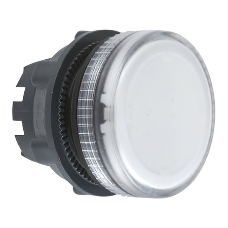 Head for pilot light, Harmony XB5, clear, 22mm, with grooved lens, integral LED MPN:ZB5AV07
