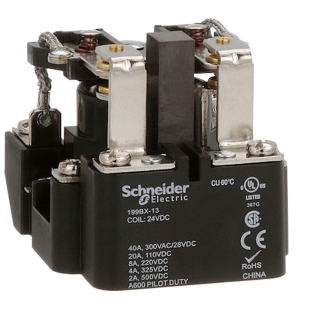 Surface, Open Power Relay, Octal, 40 A, 8, Screw MPN:199BX-13