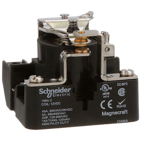 Surface, Open Power Relay, Square, 40 A, 5, Screw MPN:199X-2