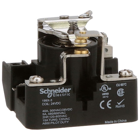 Surface, Open Power Relay, Square, 40 A, 5 Pins, Screw MPN:199X-3