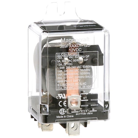 Flange Mount, Enclosed Power Relay, Square, 25 A, 5 Pins, Quick Connect MPN:389FXAXC1-12D