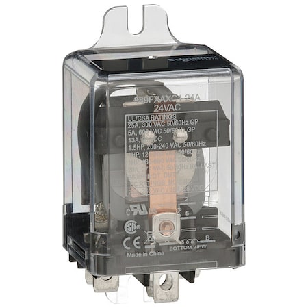 Flange Mount, Enclosed Power Relay, Square, 25 A, 5 Pins, Quick Connect MPN:389FXAXC1-24A