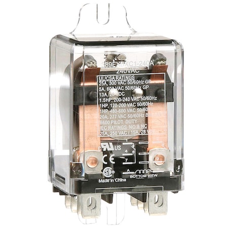 Flange Mount, Enclosed Power Relay, Octal, 25 A, 8 Pins, Quick Connect MPN:389FXBXC1-240A