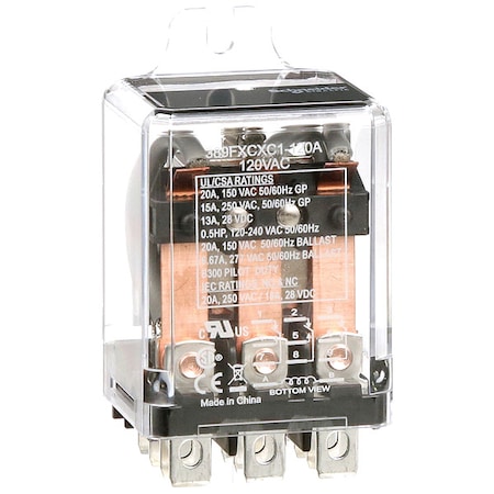 Flange Mount, Enclosed Power Relay, Octal, 20 A, 11 Pins, Quick Connect MPN:389FXCXC1-120A