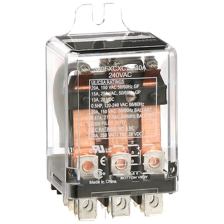 Flange Mount, Enclosed Power Relay, Octal, 20 A, 11 Pins, Quick Connect MPN:389FXCXC1-240A