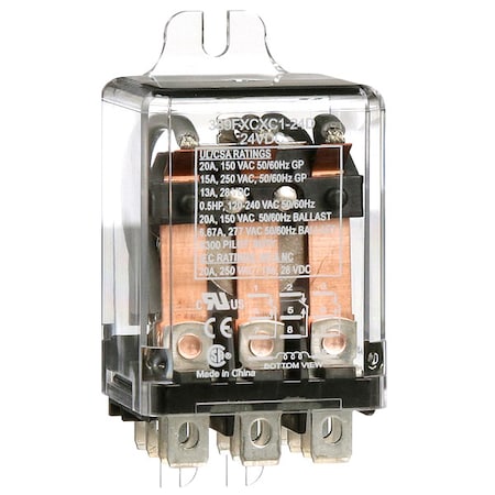 Flange Mount, Enclosed Power Relay, Octal, 20 A, 11 Pins, Quick Connect MPN:389FXCXC1-24D