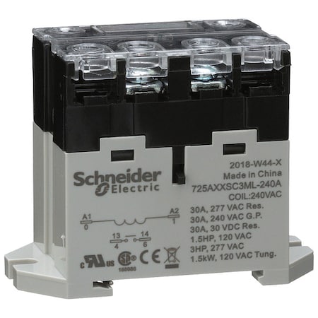 DIN Rail & Top Flange, Enclosed Power Relay, 30 A, 4, Screw MPN:725AXXSC3ML-240A