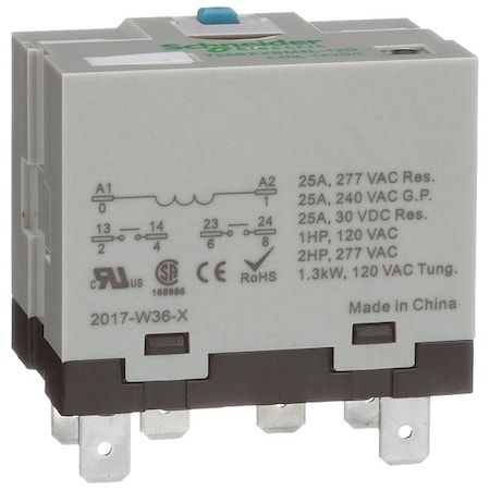 Socket, Enclosed Power Relay, Square, 25 A, 6 Pins, Quick Connect MPN:725BXXBM4L-12D