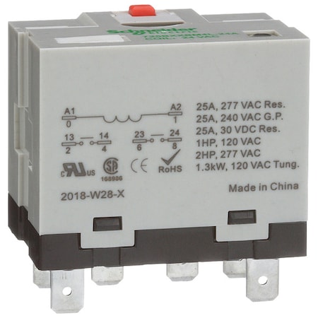 Plug-In, Enclosed Power Relay, Square, 25 A, 6, Quick-Connect MPN:725BXXBM4L-24A