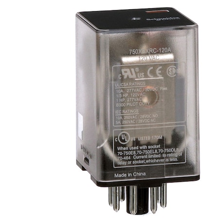 Plug-In, General Purpose Relay, Octal, 10 A, 8 Pins, Pin MPN:750XBXRC-120A