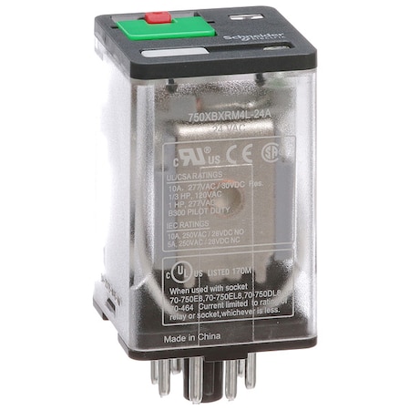 Plug-In, General Purpose Relay, Octal, 10 A, 8 Pins, Pin MPN:750XBXRM4L-24A