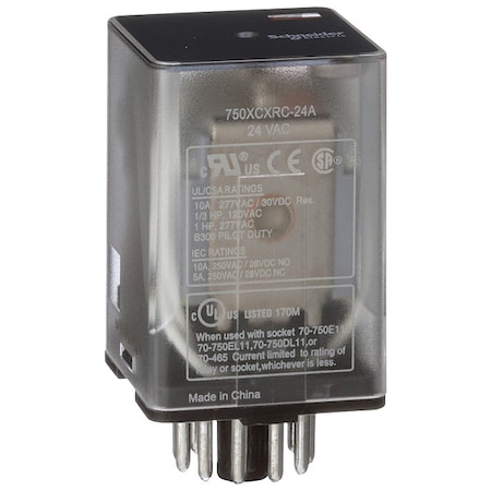 Plug-In, General Purpose Relay, Octal, 10 A, 11, Pin MPN:750XCXRC-24A