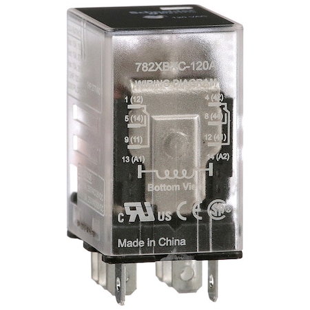 Socket, General Purpose Relay, Square, 15 A, 8 Pins, Faston Connector MPN:782XBXC-120A