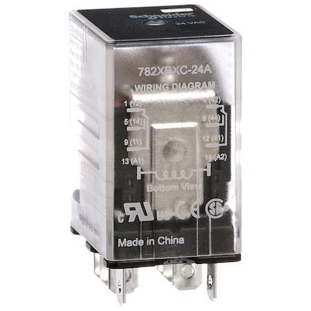 Socket, General Purpose Relay, Square, 15 A, 8 Pins, Faston Connector MPN:782XBXC-24A
