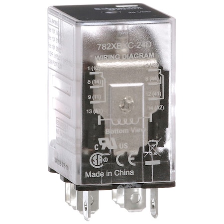 Socket, General Purpose Relay, Square, 15 A, 8 Pins, Faston Connector MPN:782XBXC-24D