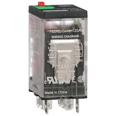Socket, General Purpose Relay, Square, 15 A, 8 Pins, Faston Connector MPN:782XBXM4L-120A