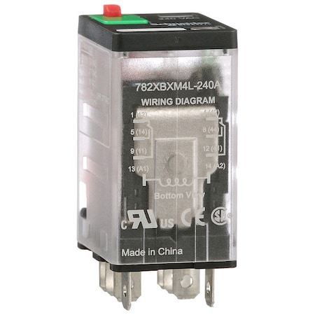 Socket, General Purpose Relay, Square, 15 A, 8 Pins, Faston Connector MPN:782XBXM4L-240A