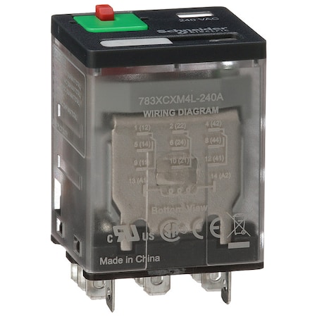 Socket, General Purpose Relay, Square, 15 A, 11 Pins, Faston Connector MPN:783XCXM4L-240A