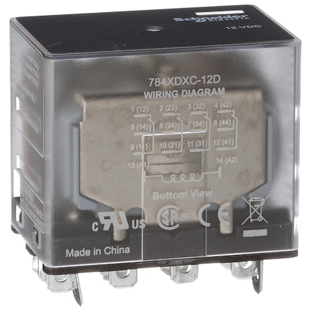 Socket, General Purpose Relay, Square, 15 A, 14 Pins, Faston Connector MPN:784XDXC-12D