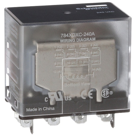 Socket, General Purpose Relay, Square, 15 A, 14 Pins, Faston Connector MPN:784XDXC-240A