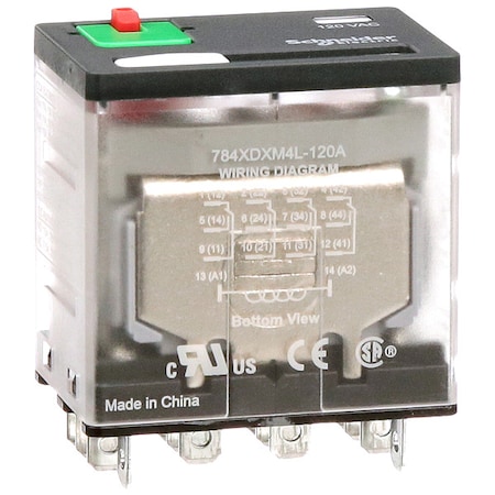 Socket, General Purpose Relay, Square, 15 A, 14 Pins, Faston Connector MPN:784XDXM4L-120A