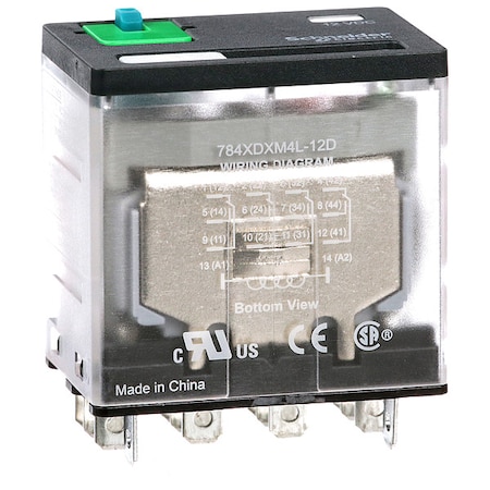 Socket, General Purpose Relay, Square, 15 A, 14 Pins, Faston Connector MPN:784XDXM4L-12D