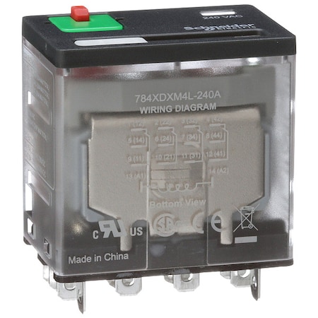 Socket, General Purpose Relay, Square, 15 A, 14 Pins, Faston Connector MPN:784XDXM4L-240A