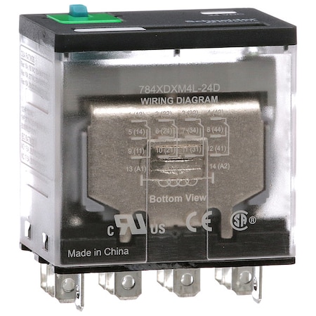 Socket, General Purpose Relay, Square, 15 A, 14 Pins, Faston Connector MPN:784XDXM4L-24D