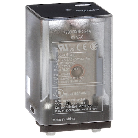 Plug-In, General Purpose Relay, Square, 10 A, 8 Pins, Blade Terminal MPN:788XBXRC-24A