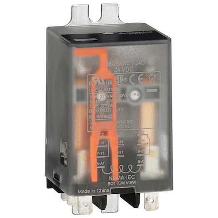 Flange Mount Relay, 24V DC, 10 A, 8 Pins MPN:788XBXRC1-24D