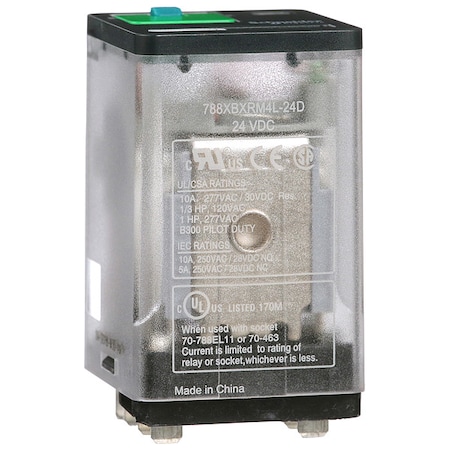 Plug-In, General Purpose Relay, Square, 10 A, 8 Pins, Blade Terminal MPN:788XBXRM4L-24D