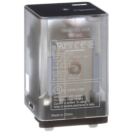 Plug-In, General Purpose Relay, Square, 10 A, 11 Pins, Blade Terminal MPN:788XCXRC-120A