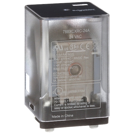 Plug-In, General Purpose Relay, Square, 10 A, 11, Blade Terminal MPN:788XCXRC-24A