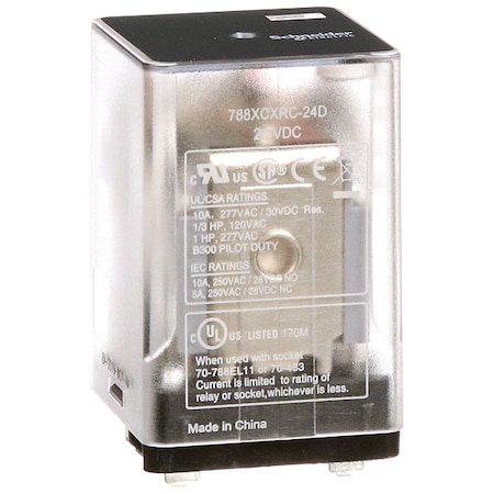 Plug-In, General Purpose Relay, Square, 10 A, 11 Pins, Blade Terminal MPN:788XCXRC-24D