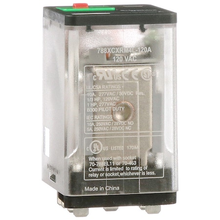 Plug-In, General Purpose Relay, Square, 10 A, 11, Blade Terminal MPN:788XCXRM4L-120A