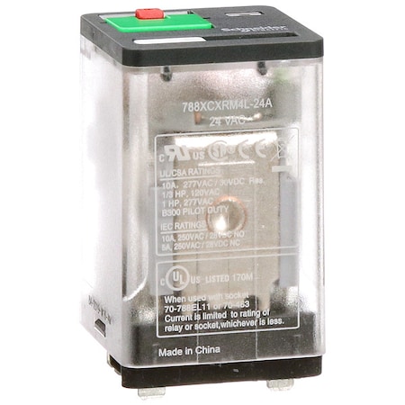 Plug-In, General Purpose Relay, Square, 10 A, 11 Pins, Blade Terminal MPN:788XCXRM4L-24A