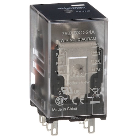Plug-In, General Purpose Relay, Square, 12 A, 8 Pins, Faston Connector MPN:792XBXC-24A