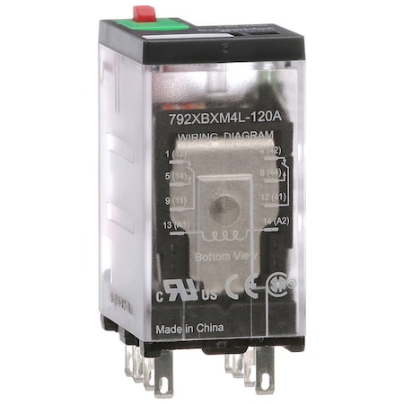 Plug-In, General Purpose Relay, Square, 12 A, 8 Pins, Faston Connector MPN:792XBXM4L-120A