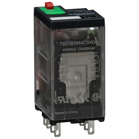 Plug-In, General Purpose Relay, Square, 12 A, 8, Faston Connector MPN:792XBXM4L-240A