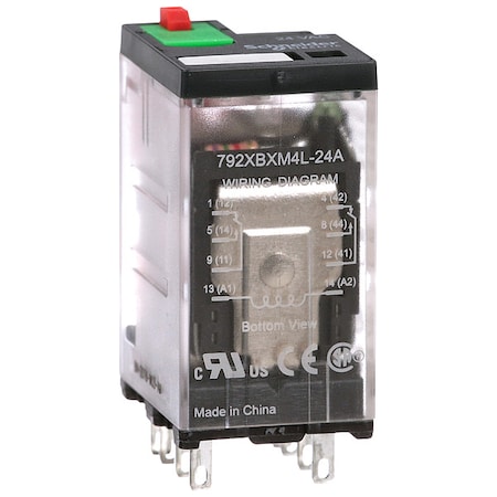 Plug-In, General Purpose Relay, Square, 12 A, 8 Pins, Faston Connector MPN:792XBXM4L-24A