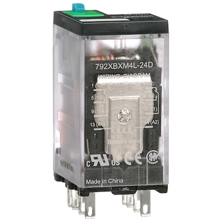 Plug-In, General Purpose Relay, Square, 12 A, 8 Pins, Faston Connector MPN:792XBXM4L-24D