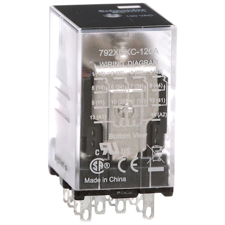 Plug-In, General Purpose Relay, Square, 6 A, 14 Pins, Faston Connector MPN:792XDXC-120A