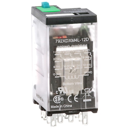 Plug-In, General Purpose Relay, Square, 6 A, 14 Pins, Faston Connector MPN:792XDXM4L-12D