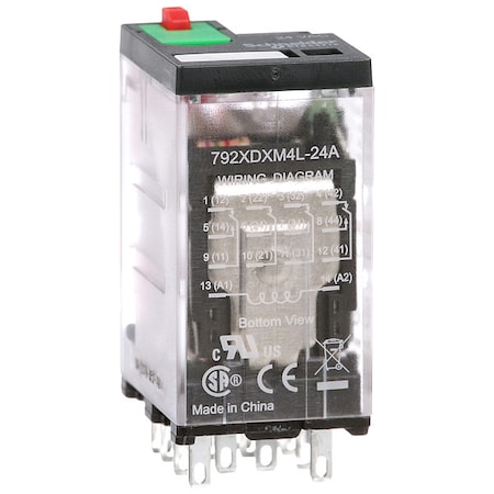 Plug-In, General Purpose Relay, Square, 6 A, 14 Pins, Faston Connector MPN:792XDXM4L-24A