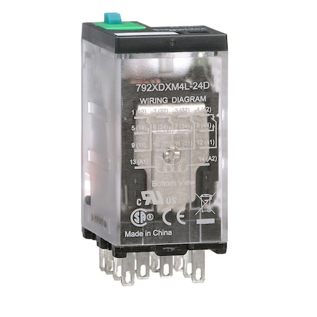 Plug-In, General Purpose Relay, Square, 6 A, 14 Pins, Faston Connector MPN:792XDXM4L-24D