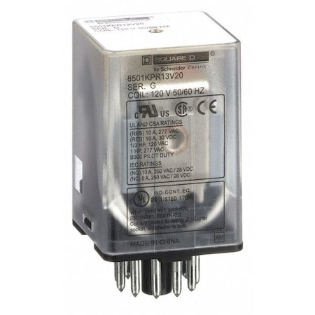 Socket, General Purpose Relay, Octal, 10 A, 11 Pins MPN:8501KPR13V20