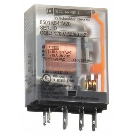 Socket, General Purpose Relay, Square, 15 A, 5 Pins, Quick Connect MPN:8501RS41V20