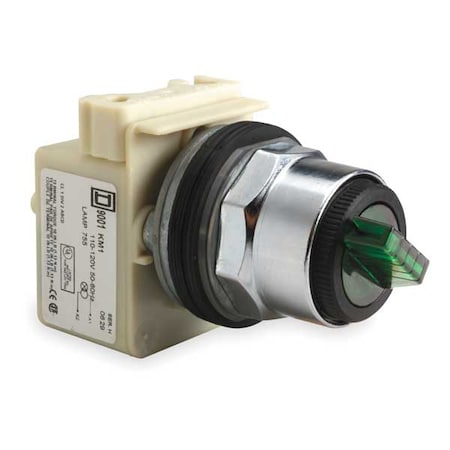 ShortHandSelectSwtch, Illum, Grn, 2Pos, 30mm MPN:9001K11J1G